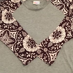 LuLaRoe floral sleeve Randy baseball tee